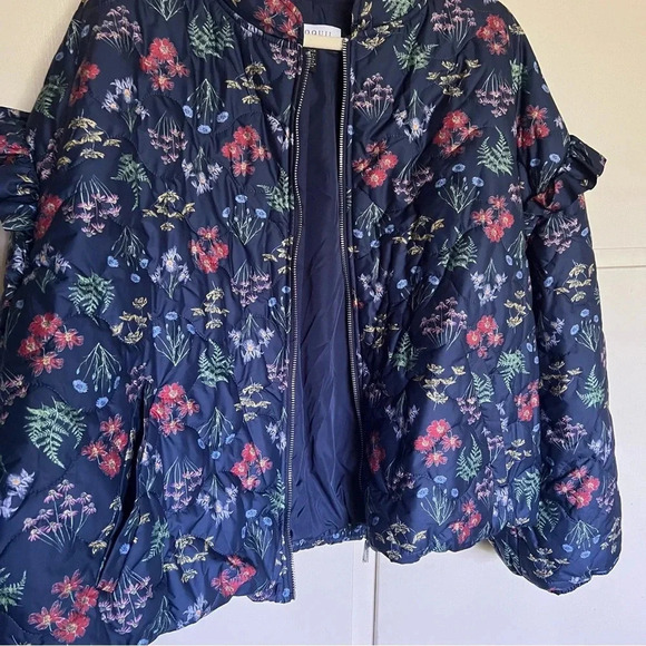 Eloquii Elements Navy Blue Floral Quilted Puffer Bomber‎ Jacket Plus Size 22/24 - Picture 10 of 13